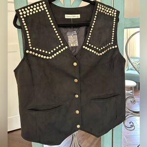 Black Vest with Gold Studs